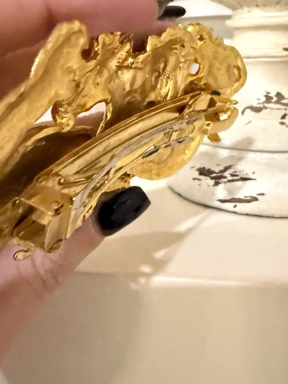 Vintage Large Safari Themed Barrette- Gold
